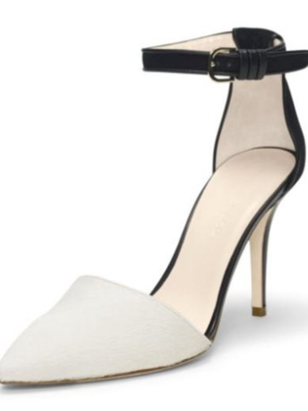 CLUB MONACO Lula Pump, sz 7.5, black and white ankle strap heel